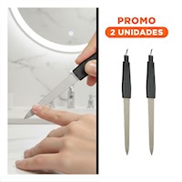Pack2 Herramienta Resistente de Uñas Negro y Plateado con Saca Cuticulas